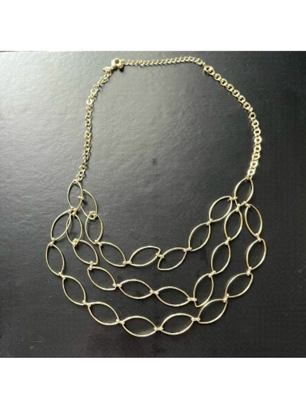 Avon Classic chain link multi three strand necklace Goldtone 20 inches